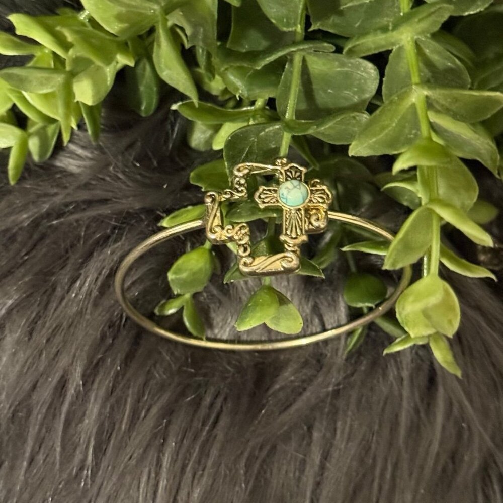 Turquoise Cross Bangle (c1) - Picture 3 of 5